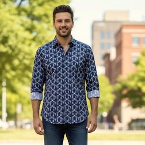 Rodd & Gunn Navy Geometric Button Down Shirt